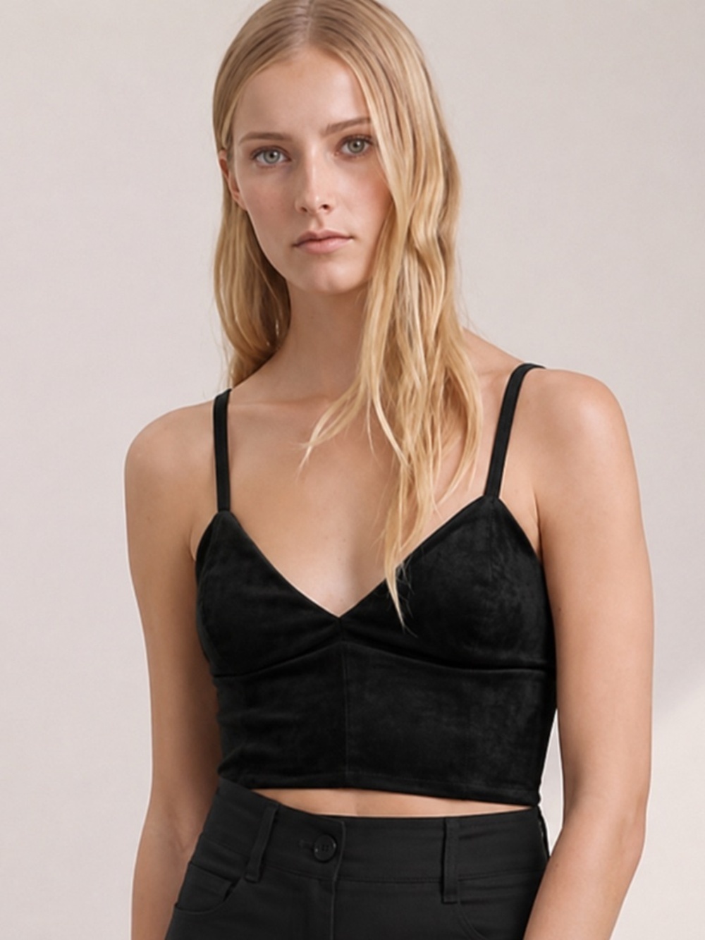 Aritzia Talula Martello Black Suede Bustier Coachella Festival Top